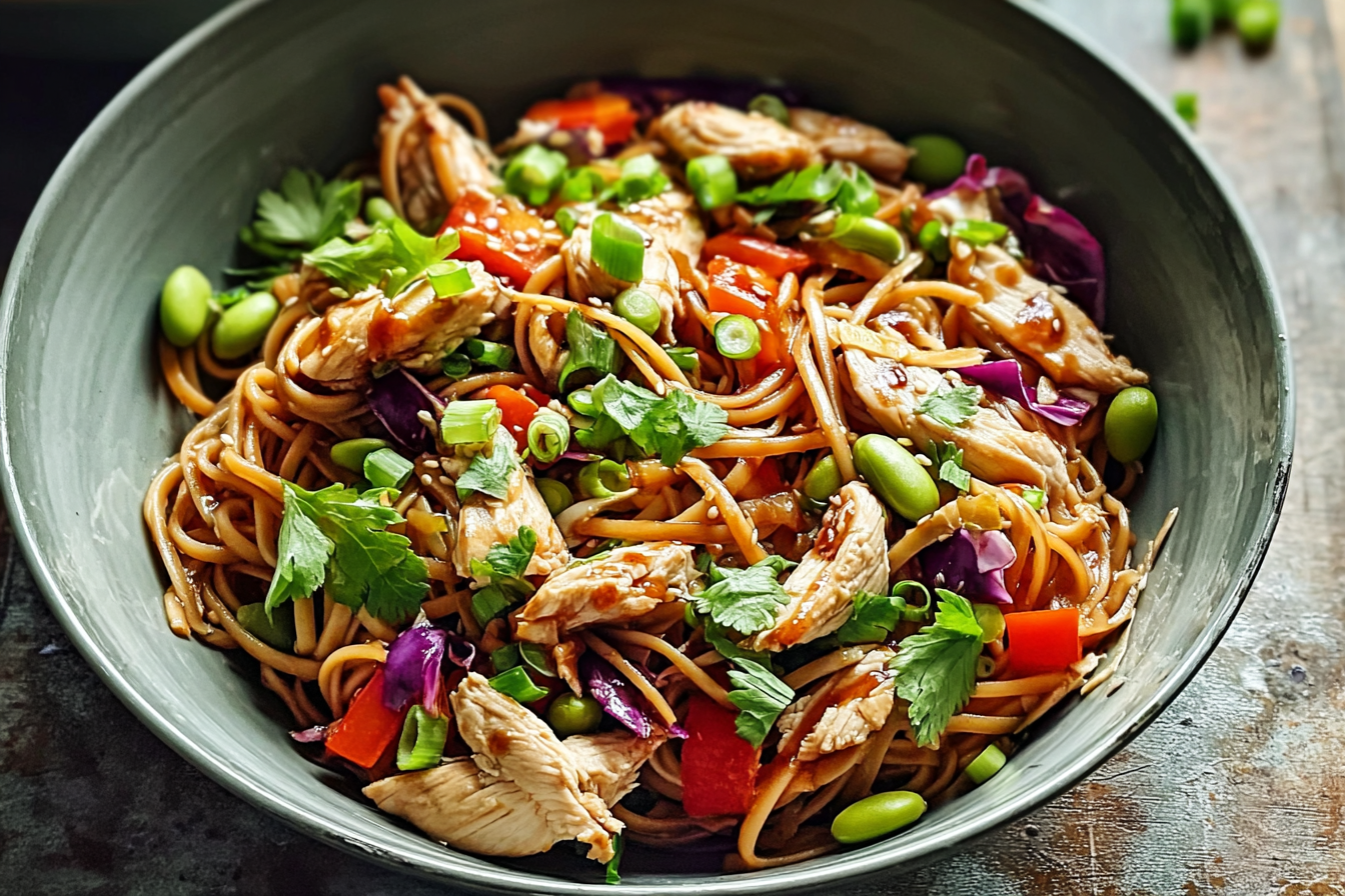 Slow Cooker Hoisin Garlic Chicken Noodle Salad