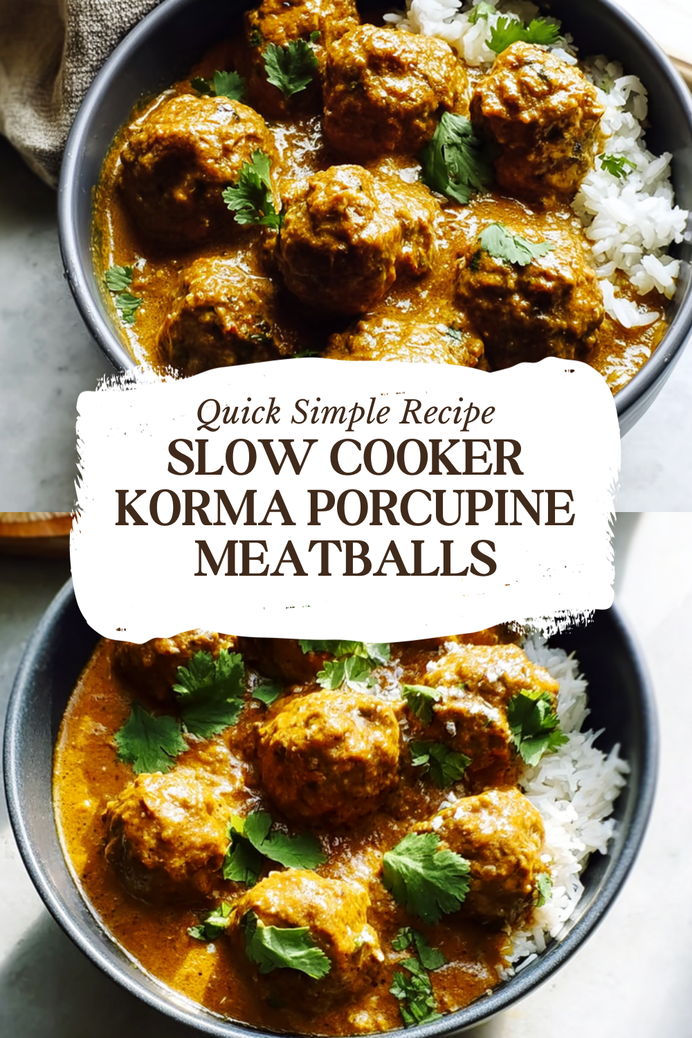 Slow Cooker Korma Porcupine Meatballs