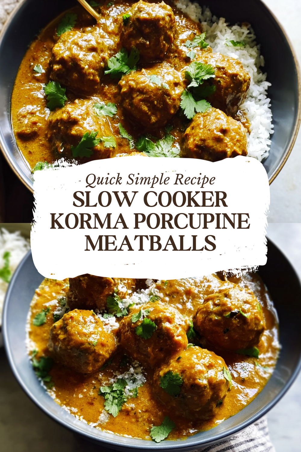 Slow Cooker Korma Porcupine Meatballs