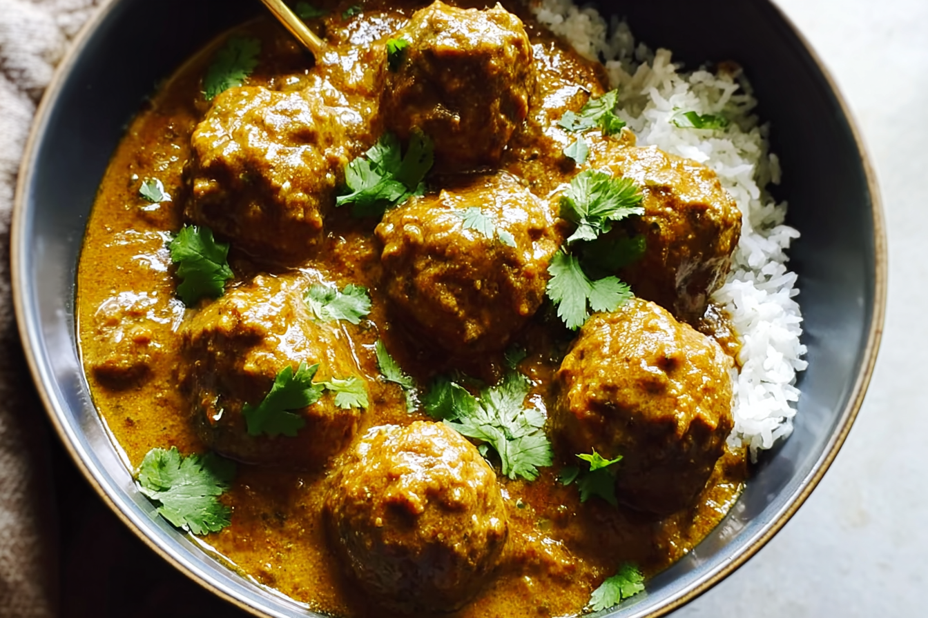 Slow Cooker Korma Porcupine Meatballs