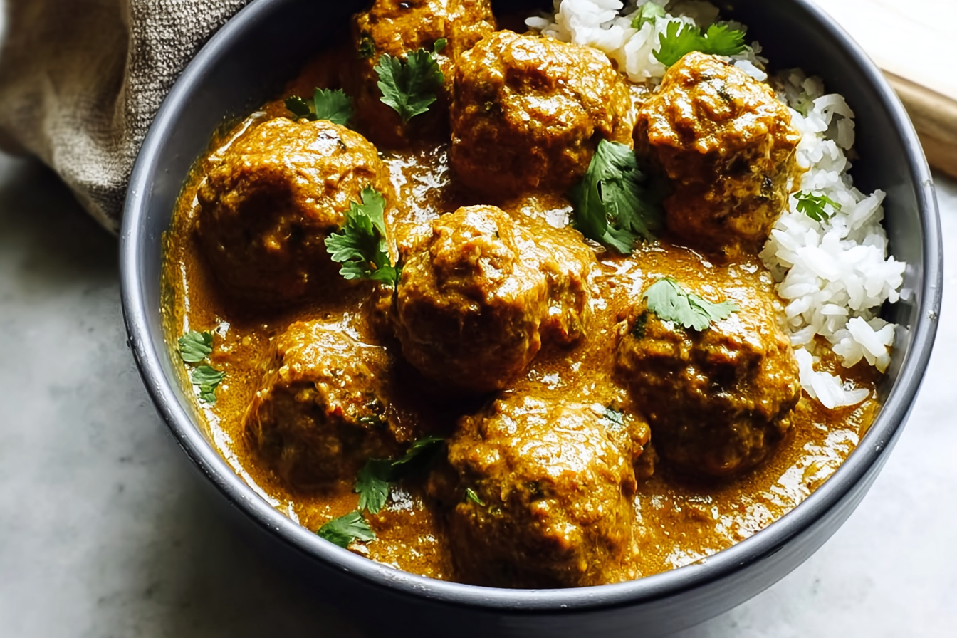 Slow Cooker Korma Porcupine Meatballs