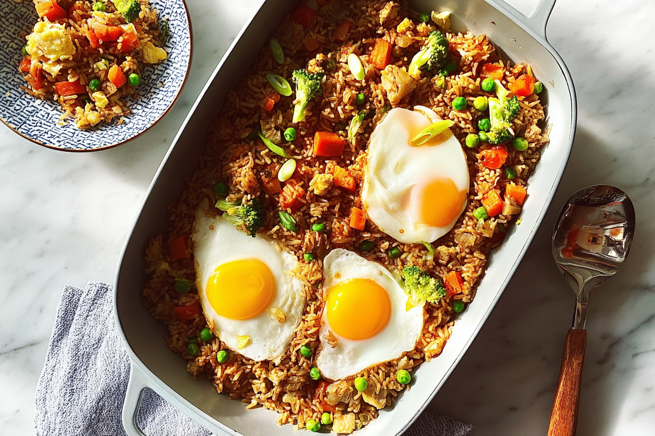 Tray Bake Egg Fried Rice