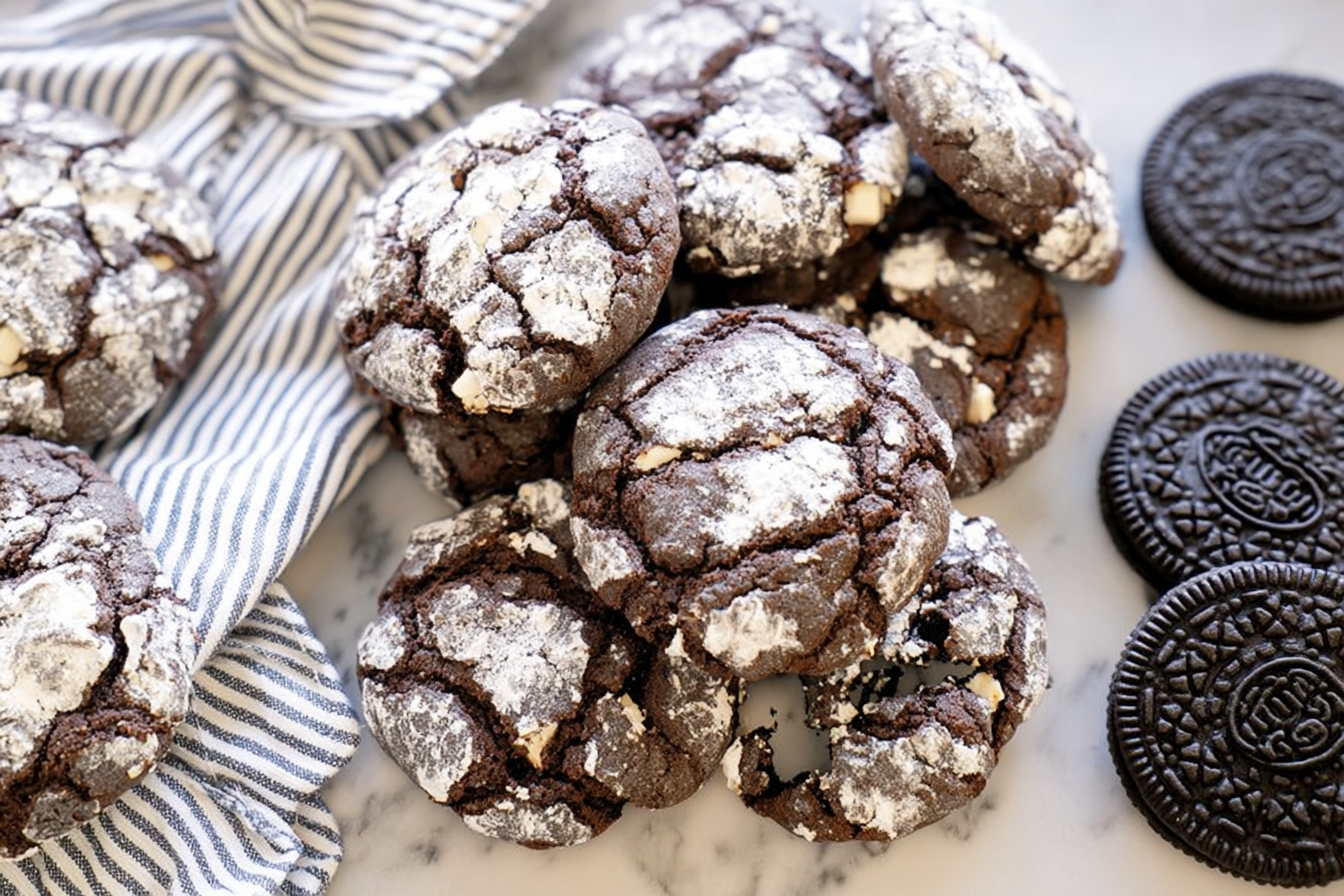 Chocolate Oreo Crinkle Cookies