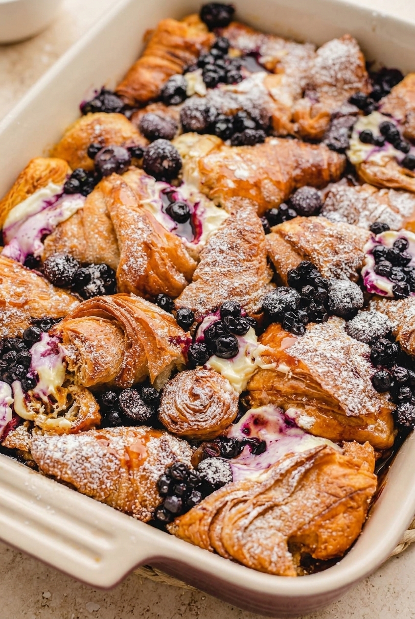 Blueberry Croissant French Toast Bake