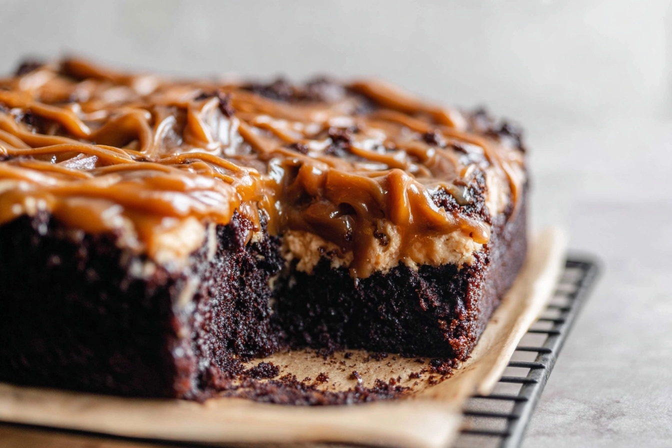 Chocolate Caramel Poke Cake