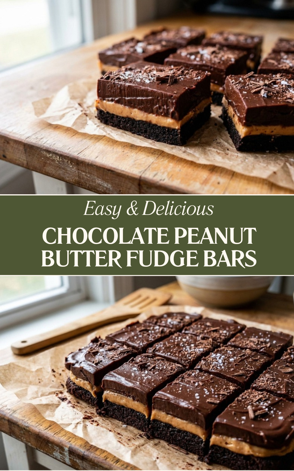 Chocolate Peanut Butter Fudge Bars