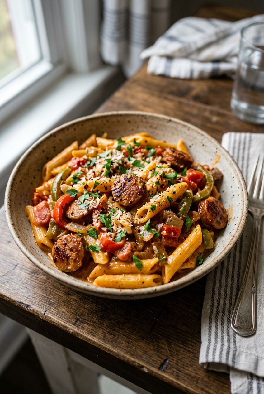 Creamy Cajun Sausage Pasta