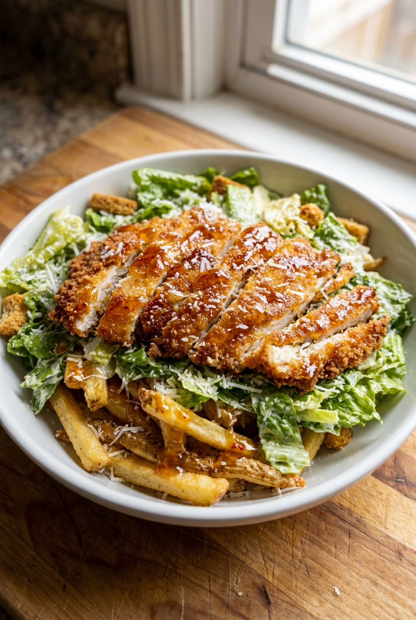 Hot Honey Crispy Chicken Caesar Salad Fries