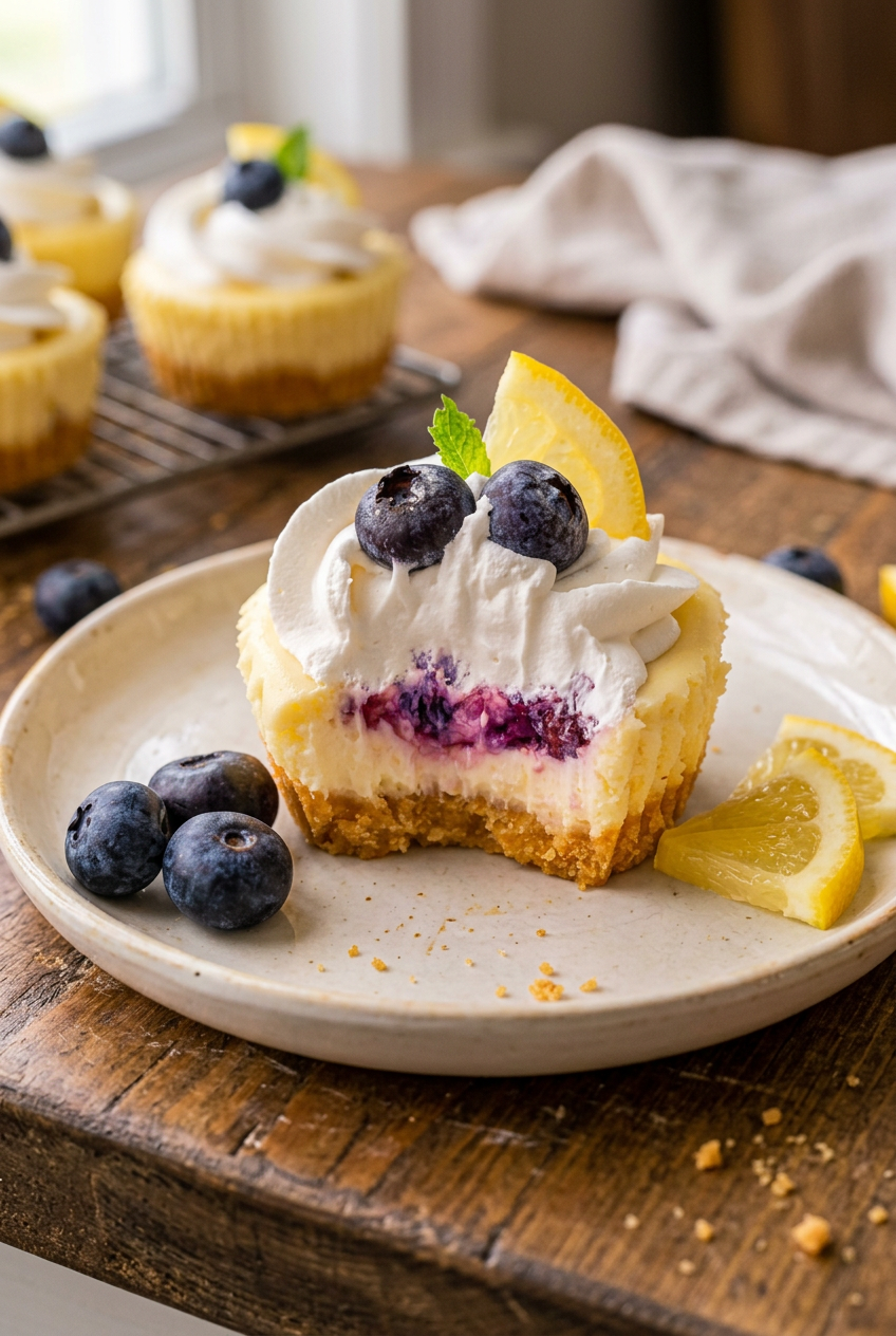 Lemon Blueberry Mini Cheesecakes