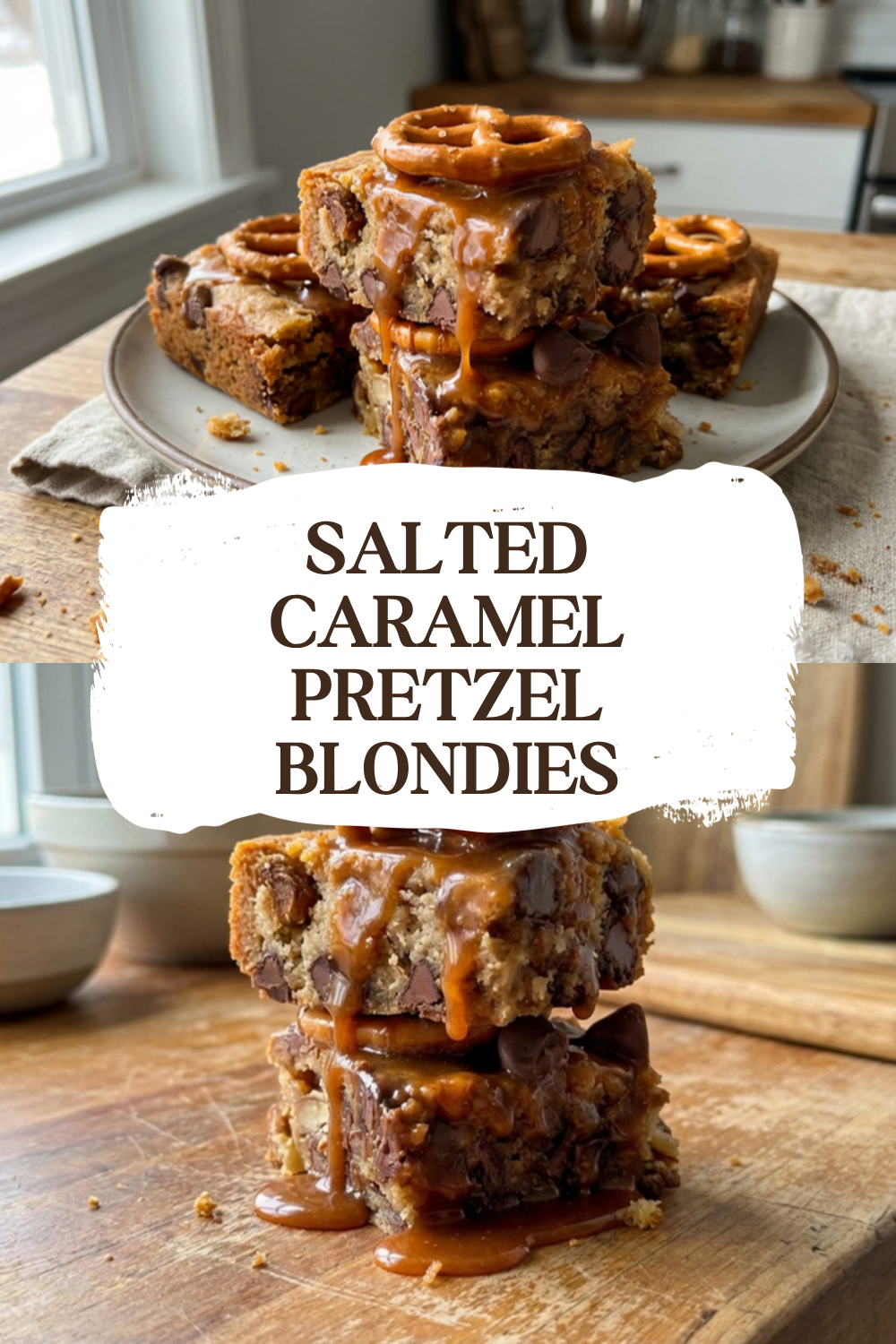 Salted Caramel Pretzel Blondies
