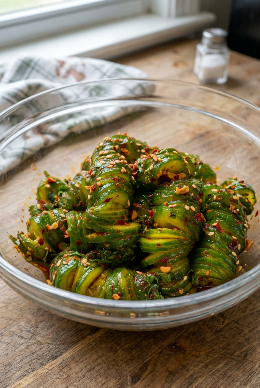 Spicy Spiral Cucumber Salad