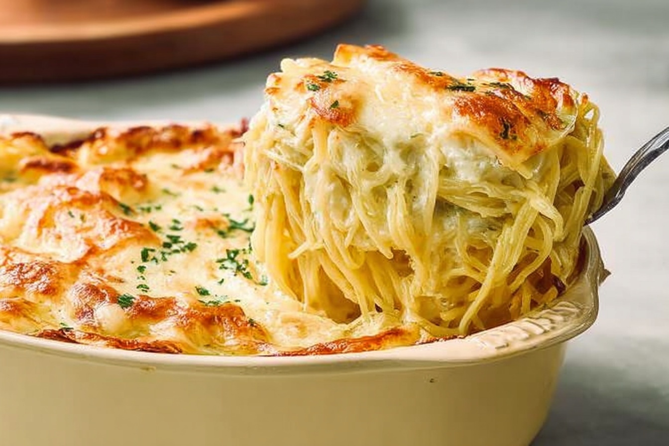 Alfredo Baked Spaghetti