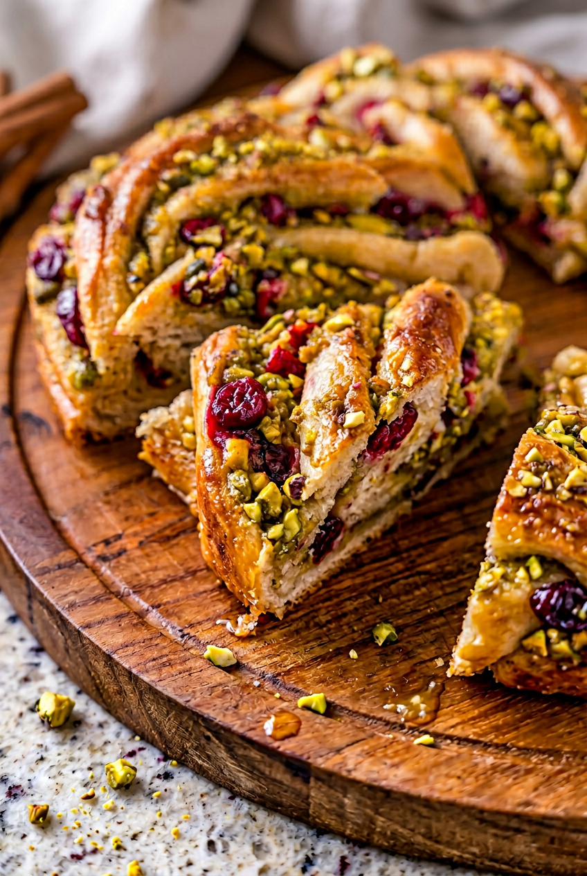 Cranberry Pistachio Babka Bread Wreath