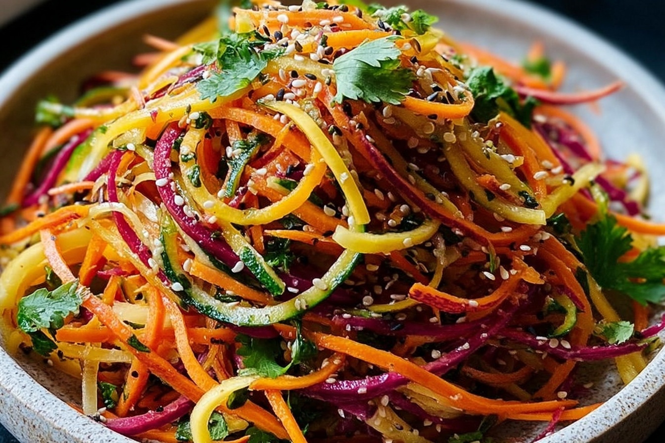 Shaved Rainbow Carrot Sesame Salad